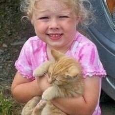 Kaylee Grace and her kitten "Angel". We love you and miss you so much.