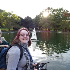 Kayley and her Grandmama sailing boats in Central Park NYC