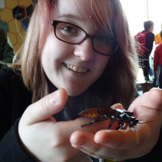 Kayley loved all types of creatures, even this giant hissing cockroach. She was so fascinated with the world around her.