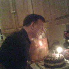 Victoria helped make his birthday cake