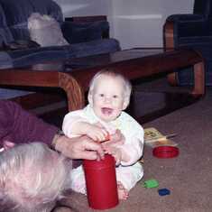 Big Keith playing with Little Keith. 1990. Issaquah. WA