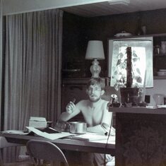 One of the photos Keith kept of himself. nd. (This is mother's Sunnyvale house kitchen.)