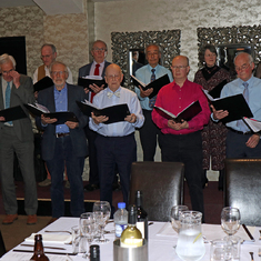 Keith singing in a choir at my 75th birthday party - Heather Glen Hotel, Ainstable, Cumbria