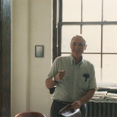 Keith in his Asbury Hall office, DePauw U., mid-'80s