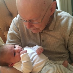 Dad meeting his first great granddaughter, Charlotte. 10/2018