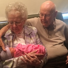 Meeting their first great granddaughter, Charlotte Parsley