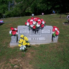 Dads grave after we decorated 2012