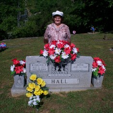 Mom at dads gravesite Memorial Day 2012