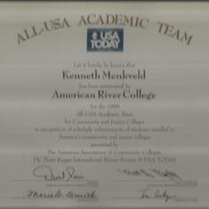 1999 All-USA Academic Team Award