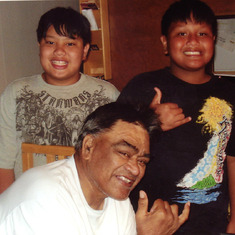 2nd and 3rd grandson with their Papa Huli April 2011