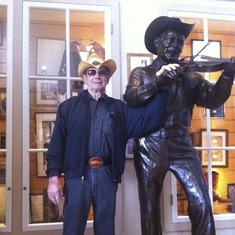 Daddy with his hero, Bob Wills, at Buck Owen's Chrystal Palace, Bakersfield, 2012. This is the same weekend we saw Merle Haggard in concert. What a weekend.