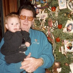 Granddad and Hannah at Christmas 1999