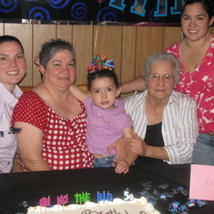 Celebrating Celina's 50th with her beautiful daughters, grandaughter and mother