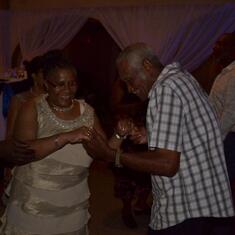 Uncle Clevey and Aunty Bev dancing at Uncle Lue's 70th birthday party