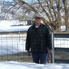 Kenton standing behind a snow drift in our backyard. A very heavy snow year in Lake County, OR 2008