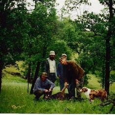 Pig hunting the Ranch; Steve P., Eddy G., Tom L. and Kenton. around 1996