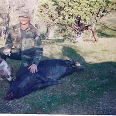 Kenton and the sow he shot for John Pettitt's Memorial. 1997