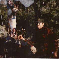 Kenton and his buck.  Middle Ridge, Tehama, Co., CA Oct 1984