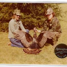 A very good friend of Kenton's,  Don W. and Kevin showing the 20.5 Turkey. Opening day Spring 1981 or 1982