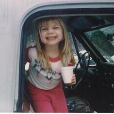 Kenton's favorite picture of Pennie with her hot chocolate!  May 1986