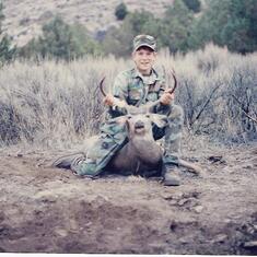 Don's Son; Christopher Wood and his very first Muley Buck. Kenton, Don, and I were along for this hunting trip. I believe it's x5b, CA  1993 or 1994.?