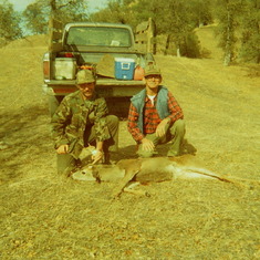 Steve and his Dad, John Pettitt. Successful hunt on the Ranch. Tehama County, CA 1990's