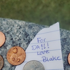 So many left pennies Blake asked me to leave you one.   I only had a nickle.  He's like 5x the love