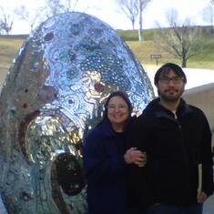 Posing with the Egg at Visionary Art Museum