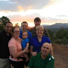 The Kennedy family with a Sedona sunset in the background, July 2013