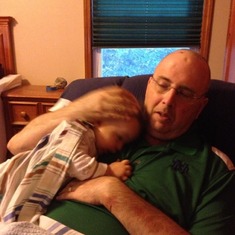 Cuddling with Grandpa, Summer 2013