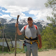 Kevin doing what he does best with a walking stick found for him by Kari, Breckenridge, June 2008
