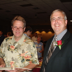 Kevin with friend Allen Flentie at Kevin's 25th Wedding Anniversary party, July 2008