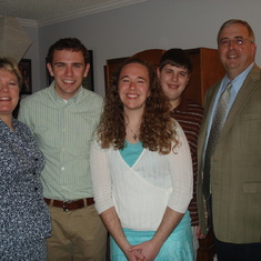 The Kennedy family celebrating Easter and Kari's birthday, April 12, 2009