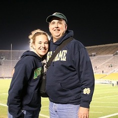 Kari and Kevin after the Notre Dame vs. Navy game. Fulfilling one of Dad's bucket list items. November 2009