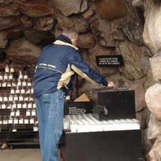 Kevin lighting a candle for his prayer intentions, Grotto at Notre Dame, March 2011