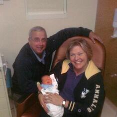 George with Grandma and Grandpa in the hospital