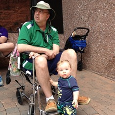 George spending time with Grandpa outside of The Chapel of the Holy Cross in Sedona, Arizona, July 2013
