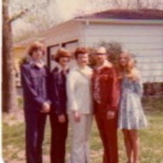 Us in our groovy '70's clothes! Leisure suits and miniskirts, long hair and aviator glasses.  We were hip!!