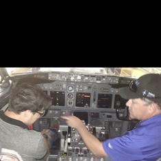 Kevin & Jeffrey - SWA cockpit - Kevin always pointed with his middle finger.