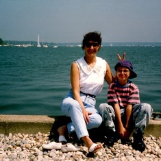 mom and cody by the water