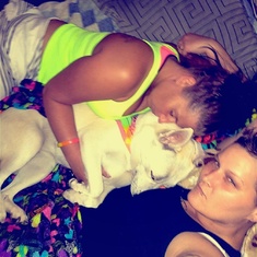 Her daughter Jennifer and her wife KK and their dog Dixie