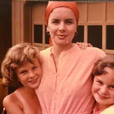 Kim with mom Carol and sister Kris, Evansville, IN 1974