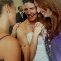 Laughing with Kirsten (as usual) at my wedding. So glad you and Jason came. 