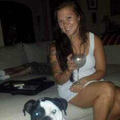 A girls best friends... Doggie and wine! 