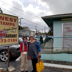 A stop for "the best Cuban sandwiches in Tampa", on the way to Thrive.  Mary Ellen Saunders and Kitty.  We had picked Kitty up from the airport.