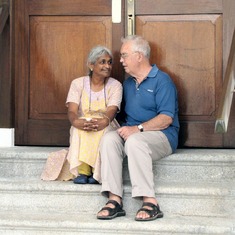 2011-03-13 - Kotha and Peter on the steps of St George's chapel in Penang