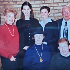 With beloved cousins Doris and Gordon, as well as kids, at her mother's memorial service