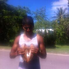 Opened a coconut with his bare hands