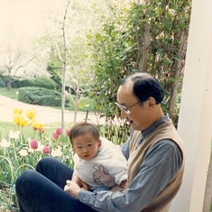 May 1989, a quiet moment with baby Andrew, in West Lafayette.
