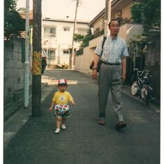 Grandfather with Andrew in Tokyo, late 80s